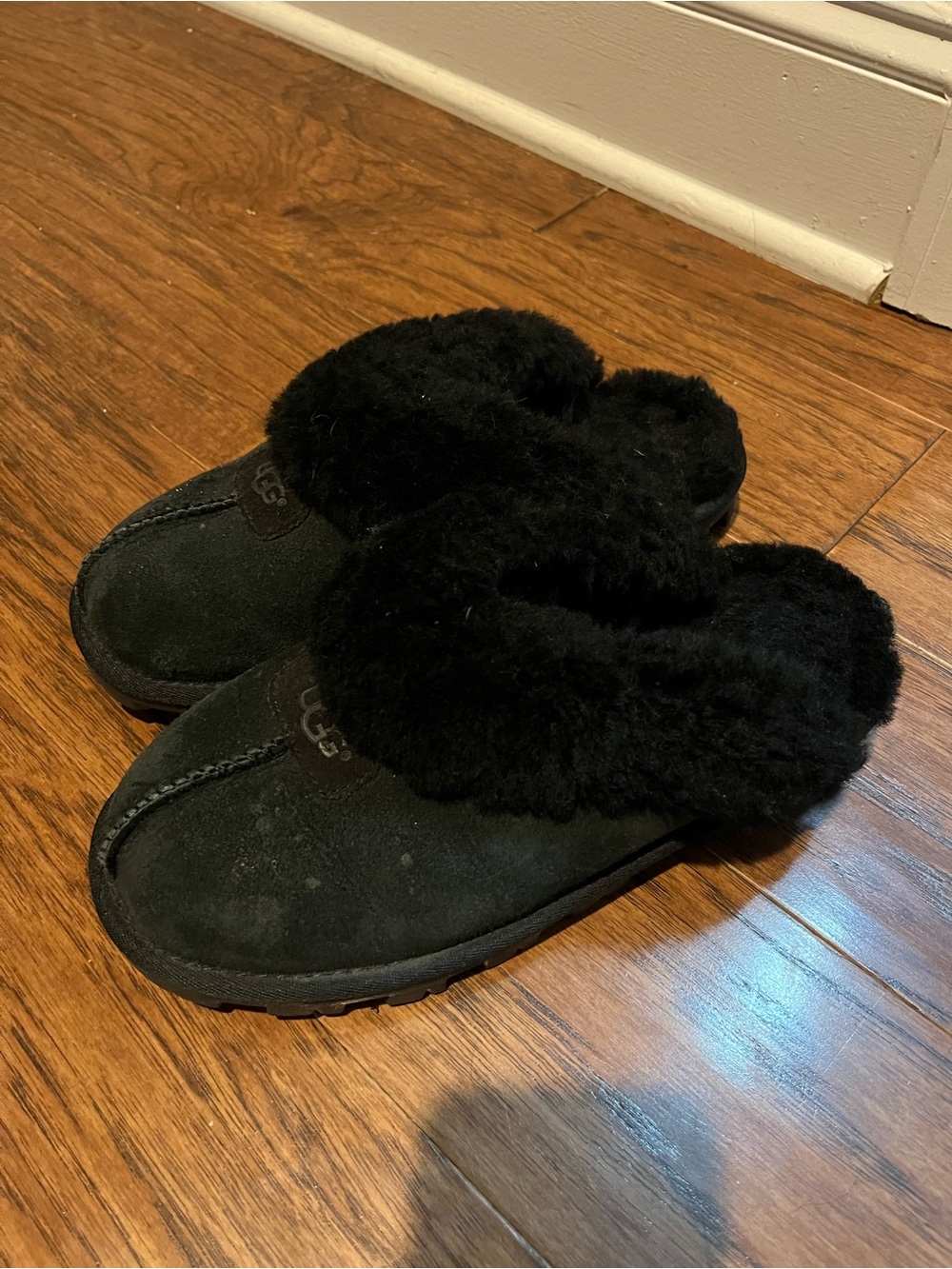 UGG Black Sheepskin Mule Slippers
